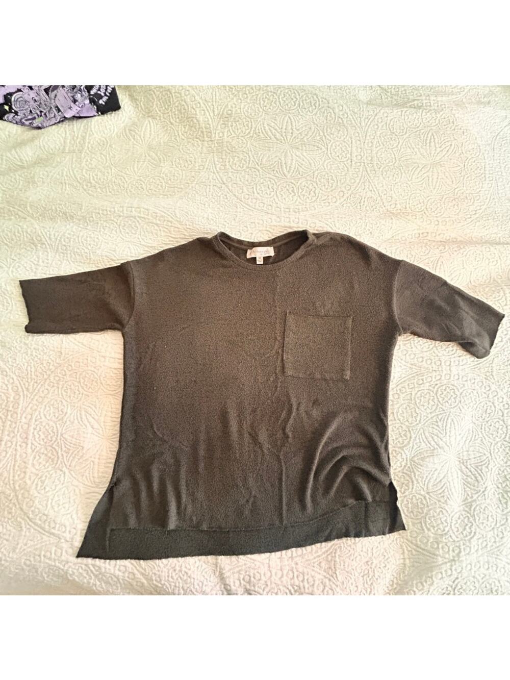 Philosophy Deep Olive Green Fuzzy Slouchy T-Shirt - XS